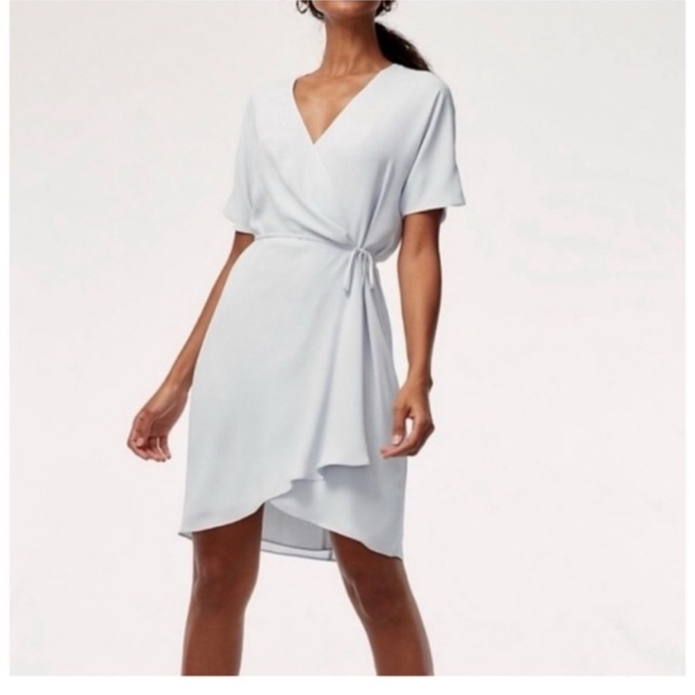 Babaton Soft Blue Wallace V-Neck wrap  Dress sz XS